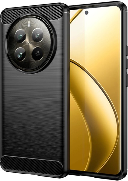 Realme 12 Pro Brushed Carbon Fiber Silikon Kılıf - Siyah AL3332