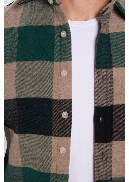 Erkek Slim Fit Dar Kesim Oduncu Kareli Kışlık Gömlek modelleri