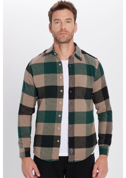 Erkek Slim Fit Dar Kesim Oduncu Kareli Kışlık Gömlek fırsatları