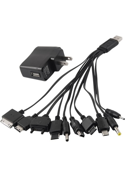 10'u 1 Arada Cep Telefonu Adaptörü USB Duvar Şarj Cihazı Siyah Ac 100-240V Abd Tak (Yurt Dışından)