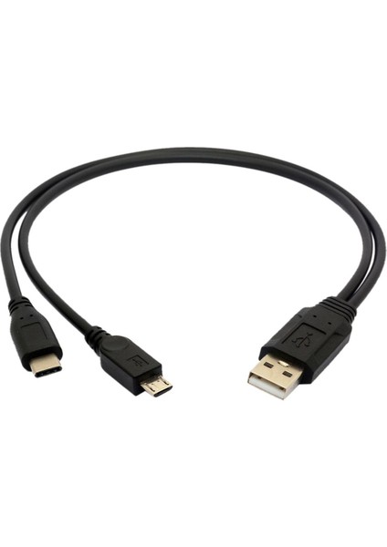 USB 2.0 1 Sürükle 2 Mikro-Usb Tip C Çoklu Şarj Kablosu (Yurt Dışından)