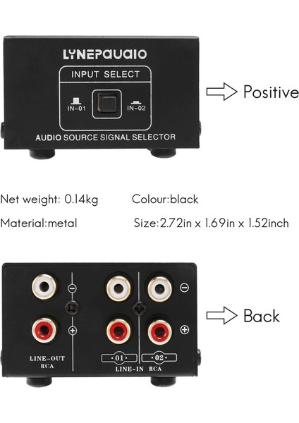 2'si 1 Çıkış Veya 1'i 2 Çıkışı Ses Kaynağı Sinyal Seçici, Rca Arayüzü (Yurt Dışından)