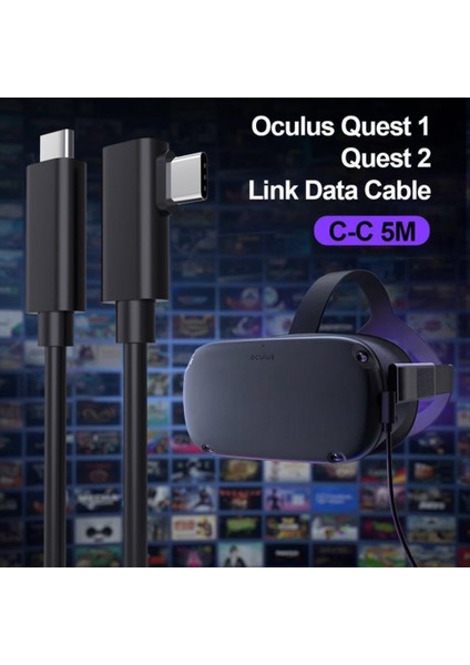 Quest 1 2 Link Uyumlu Vr Veri Aktarımı Için 5m USB Tip C Kablo (Yurt Dışından) indirimleri