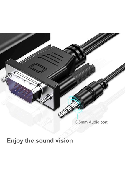 Adaptör, Ses ve Güç Kaynağı Bağlantı Noktası ile 1080P VGA - HDMI Dönüştürücü (Yurt Dışından)