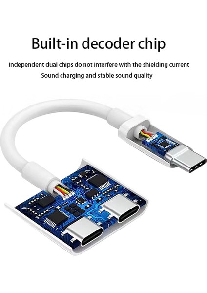 Huawei Samsung Xiaomi Için 2in1 Çift Tip C Kulaklık Adaptörü Ayırıcı (Yurt Dışından) modelleri