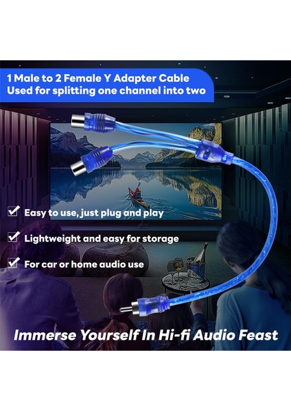 2x Rca Fono Y Ayırıcı Kurşun Adaptör Kablosu 1 Erkek - 2 Kadın 30CM (Yurt Dışından) indirimleri