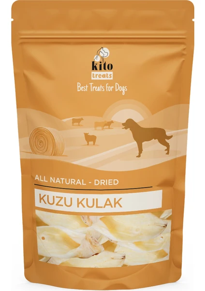 Kurutulmuş Kuzu Kulak Çiğnemelik Köpek Ödül Maması %100 Doğal, Glutensiz, Organik 100 gr (DOG TREAT)