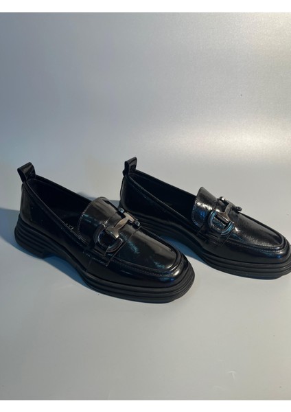 Noble Shoes Hakiki Deri Rugan Bayan Loafer modelleri