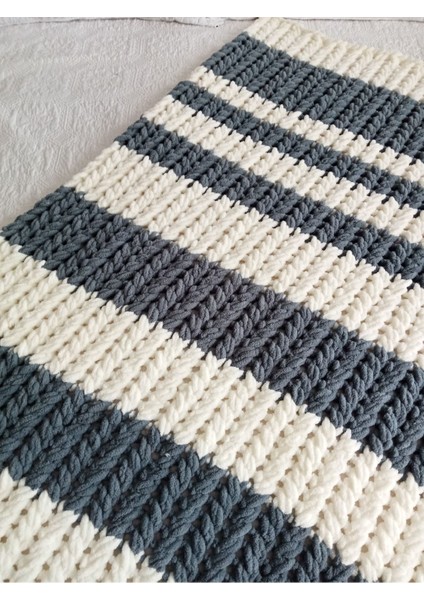 El örgüsü tek kişilik TV battaniyesi, 100x150, gri beyaz, antibakteriyel polyester