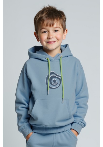 Platon Açık Mavi Baskılı Pamuklu Erkek Çocuk Sweatshirt