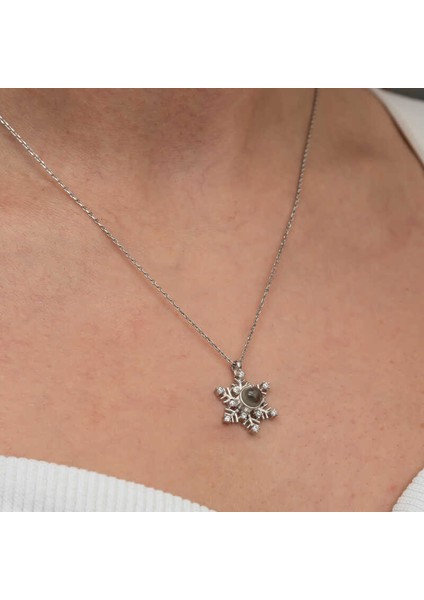 Gümüş 100 Dilde Seni Seviyorum Kar Tanesi Kadın Kolye indirimleri