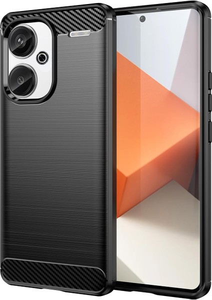 Xiaomi Redmi 13 4g Brushed Carbon Fiber Silikon Kılıf - Siyah AL3332