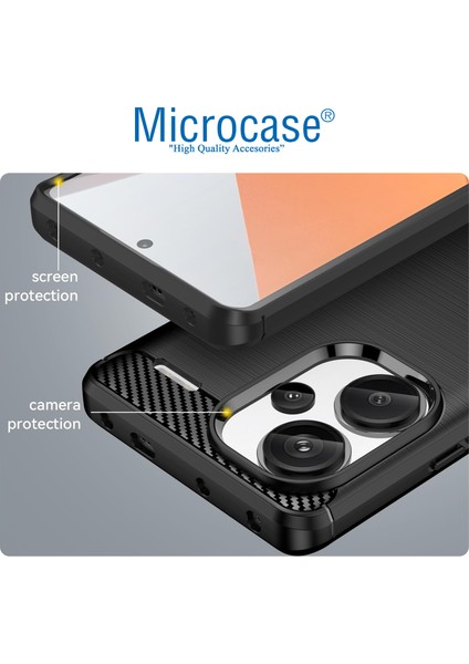 Xiaomi Redmi 13 4g Brushed Carbon Fiber Silikon Kılıf - Siyah AL3332 modelleri