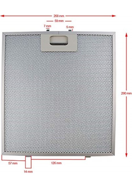 298×175 mm Davlumbaz Filtresi Vinola 29.8×17.5 cm , Arka Klipsler 12,5 cm