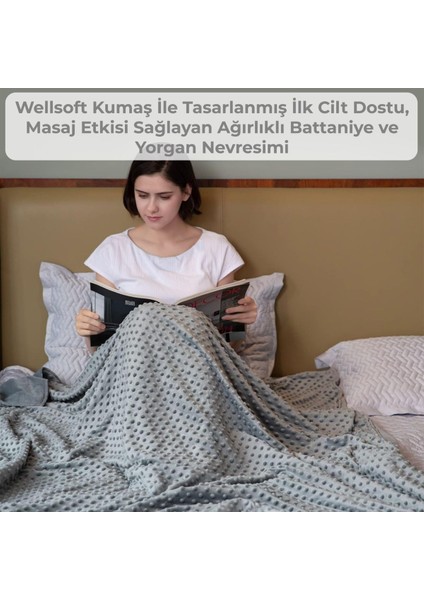 Wellsoft Yorgan / Ağırlıklı Battaniye Nevresimi Tek Kişilik Kış ve Bahar Ayları Için, 160X220CM Gri