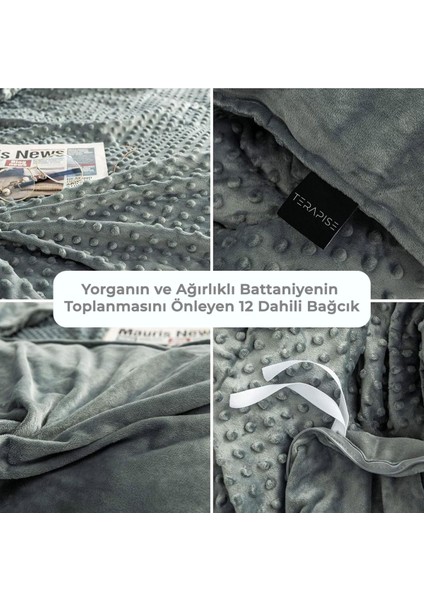 Wellsoft Yorgan / Ağırlıklı Battaniye Nevresimi Tek Kişilik Kış ve Bahar Ayları Için, 160X220CM Gri