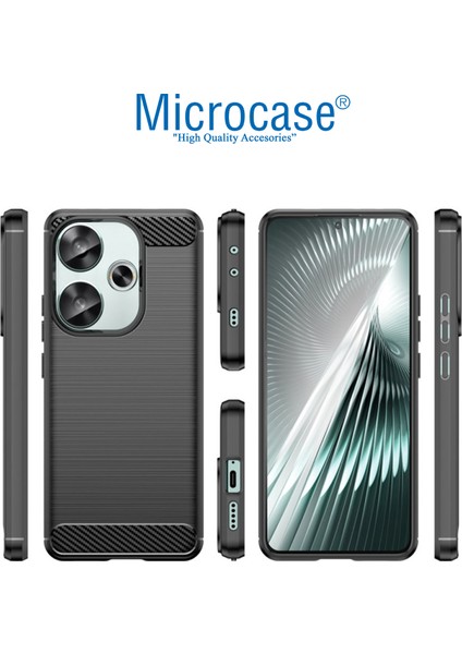 Xiaomi Poco F6 Brushed Carbon Fiber Silikon Kılıf - Siyah AL3332