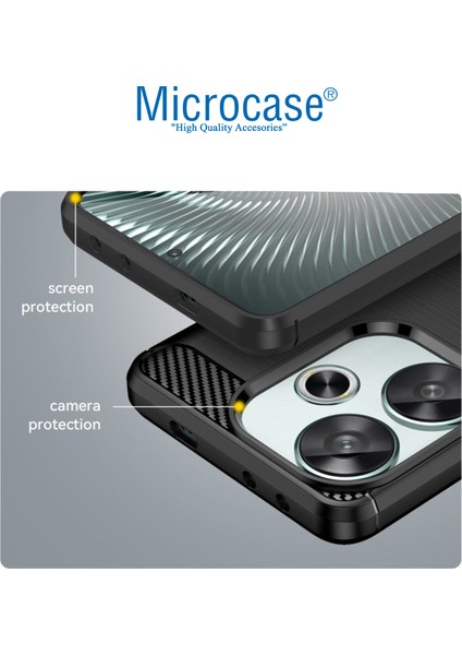 Xiaomi Poco F6 Brushed Carbon Fiber Silikon Kılıf - Siyah AL3332