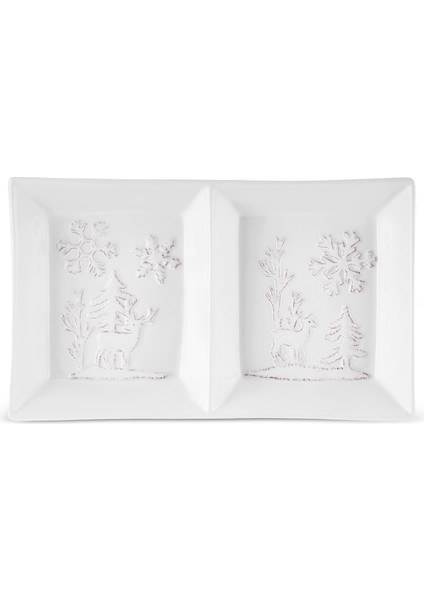 New Year Yılbaşı Snowy Servis Tabağı 26 cm Beyaz fiyatları