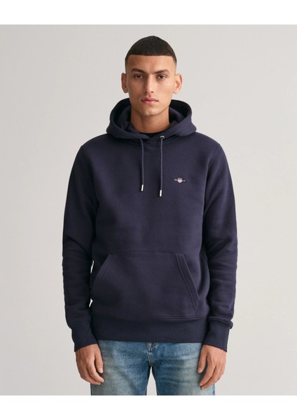 Erkek Regular Fit Kapüşonlu Sweatshirt-Lacivert