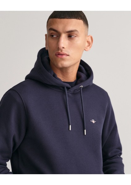 Erkek Regular Fit Kapüşonlu Sweatshirt-Lacivert