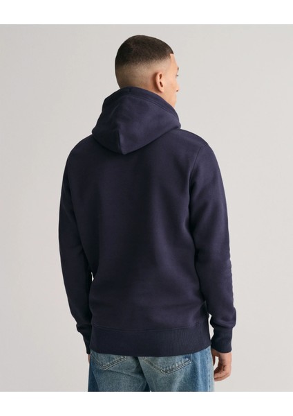 Erkek Regular Fit Kapüşonlu Sweatshirt-Lacivert