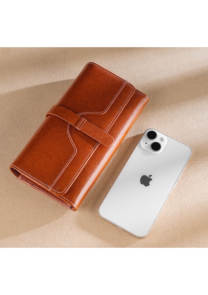Yüksek Kaliteli Deri Kadınların Uzun Cüzdanı Rfıd Hırsızlığına Karşı Fırça Yağ Vası, Kadınların Telefon Depolaması Için Gerçek Deri El Çantası. (Yurt Dışından) fırsatları