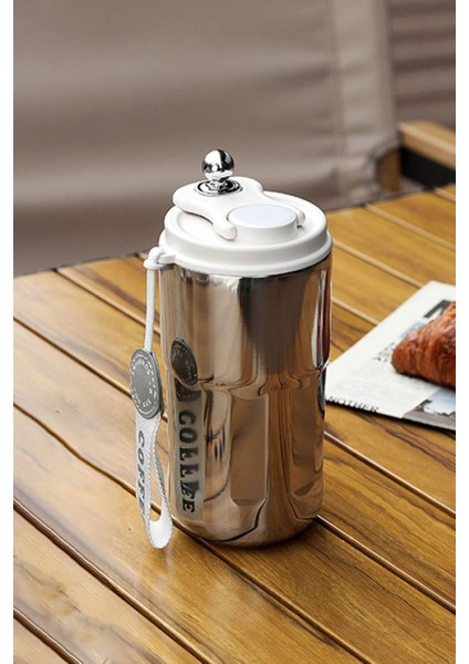Paslanmaz Çelik Kahve Termos Mug, 420 ml, gri, şık ve dayanıklı tasarım