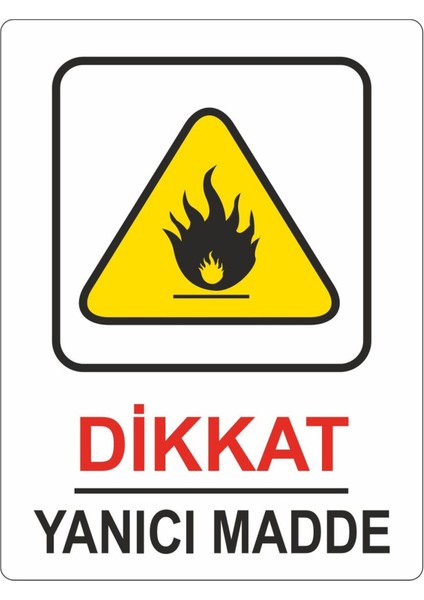 Dikkat Yanıcı Madde - Uyarı Levhası - 25X35 cm