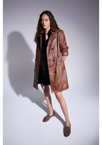 Maya Hakiki Deri Kadın Loafer - Kahverengi Süet fiyatları