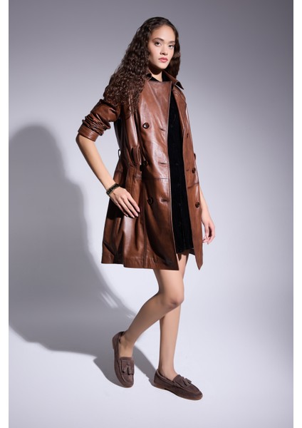 Maya Hakiki Deri Kadın Loafer - Kahverengi Süet fırsatları