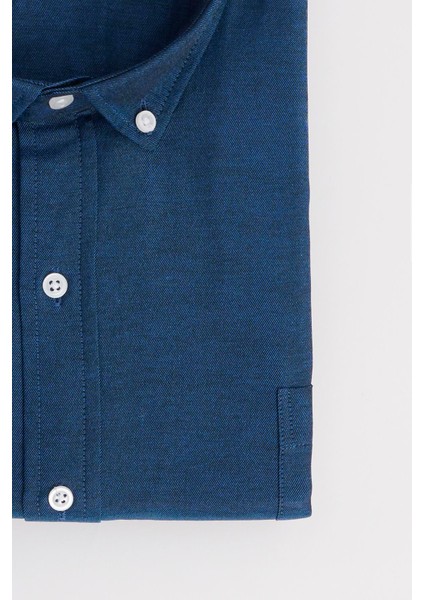 Erkek Big Size Büyük Beden Pamuklu Kolay Ütü Lacivert Düğmeli Yaka Gömlek fiyatları