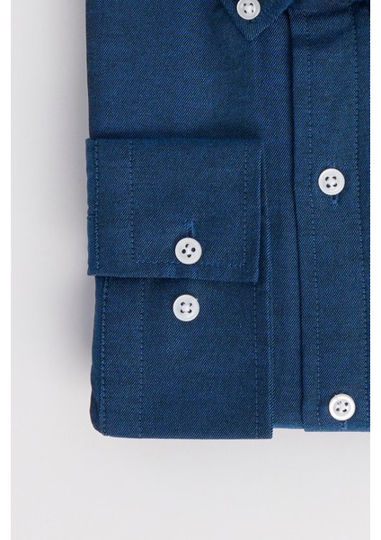 Erkek Big Size Büyük Beden Pamuklu Kolay Ütü Lacivert Düğmeli Yaka Gömlek fırsatları