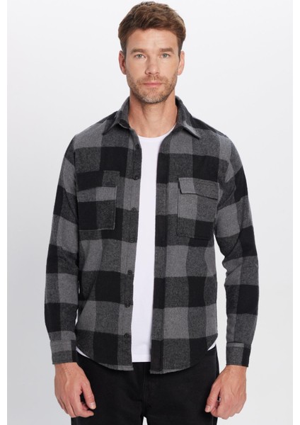 Erkek Slim Fit Dar Kesim Oduncu Çift Cep Kapaklı Kareli Kışlık Gömlek fırsatları