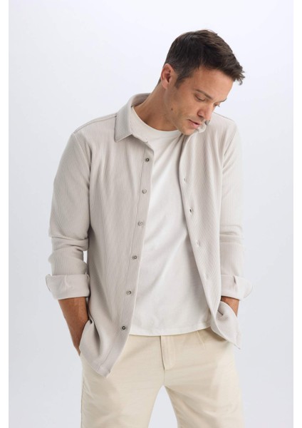 Modern Fit Polo Yaka Uzun Kollu Gömlek D3692AX24AU fırsatları