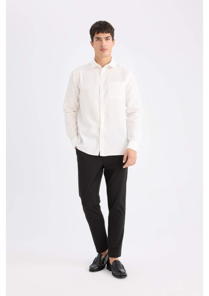 Regular Fit Polo Yaka Pamuklu Uzun Kollu Gömlek D4976AX24AU