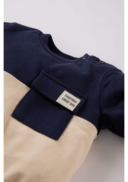 Erkek Bebek Bisiklet Yaka Renk Bloklu İçi Yumuşak Tüylü Sweatshirt A9753A524WN