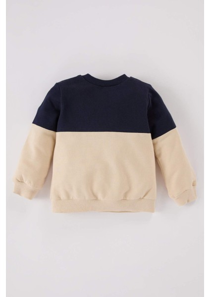 Erkek Bebek Bisiklet Yaka Renk Bloklu İçi Yumuşak Tüylü Sweatshirt A9753A524WN
