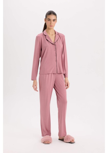 Fall in Love Pijama Takımı Regular Fit Uzun Kollu Üst Uzun Alt E1804AX24WN