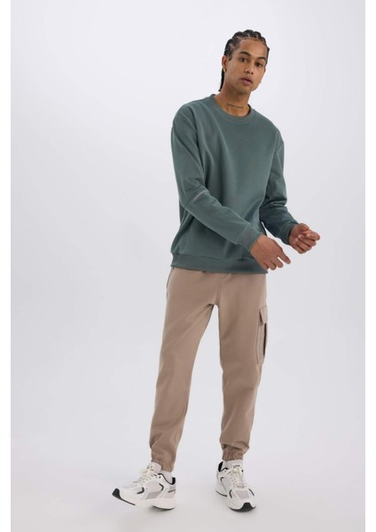 Fit Sporcu Jogger Eşofman Altı Standart Fit Üç Cepli Beli Bağcıklı Lastikli Paça D3741AX24WN