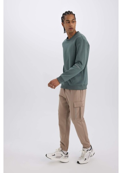 Fit Sporcu Jogger Eşofman Altı Standart Fit Üç Cepli Beli Bağcıklı Lastikli Paça D3741AX24WN