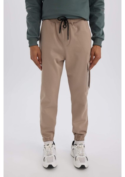 Fit Sporcu Jogger Eşofman Altı Standart Fit Üç Cepli Beli Bağcıklı Lastikli Paça D3741AX24WN