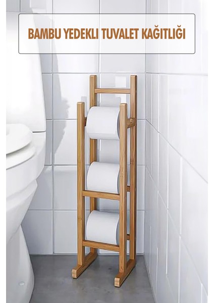 Doğal Bambu Yedekli Wc Kağıtlık