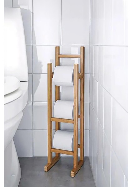 Doğal Bambu Yedekli Wc Kağıtlık