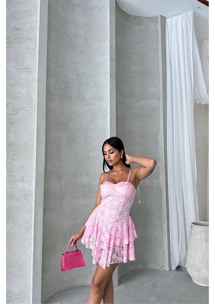 Kadın Içi Şortlu Prenses Mini Elbise DPNBDF060