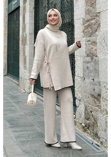 Kimono Pantolon Ikili Triko Takım 12154 Taş modelleri