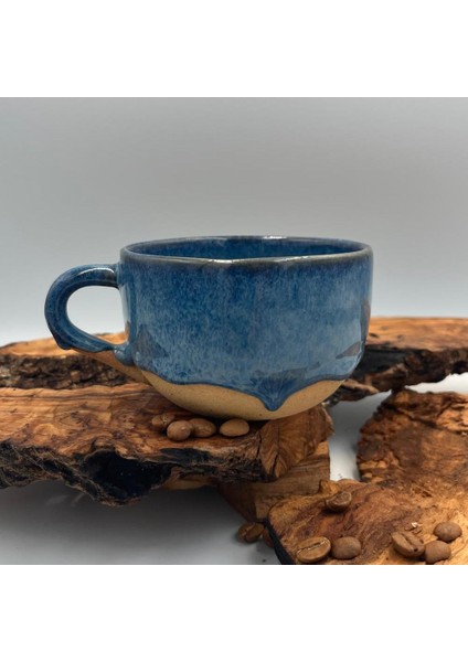 El Yapımı Stoneware Fincan , Ivna Stoneware Fincan , Mavi Kum Rengi Stoneware Fincan
