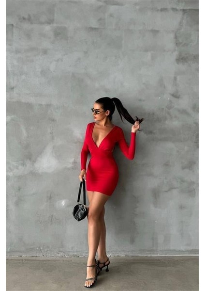 Kadın Bel ve Göğüs Dekolteli Mini Elbise DPNBDF085