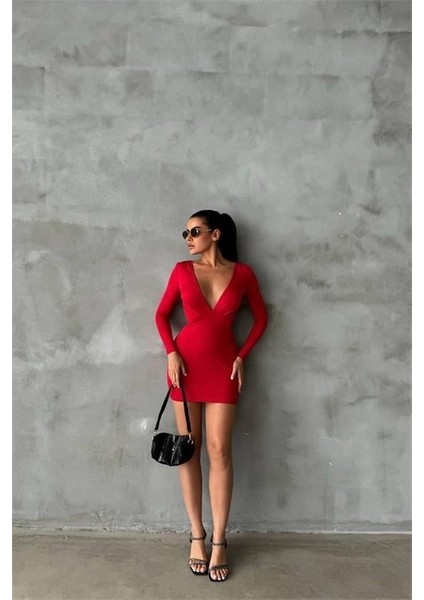 Kadın Bel ve Göğüs Dekolteli Mini Elbise DPNBDF085