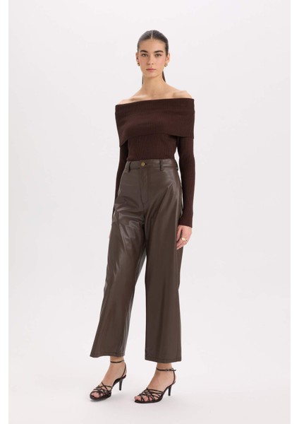 Culotte Yüksek Suni Deri Kışlık Pantolo Bel Crop Fit Crop D5251AX24AU modelleri